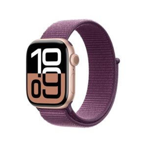 Apple Watch Series 10 GPS, Cassa 42 mm in alluminio color oro rosa con Sport Loop prugna