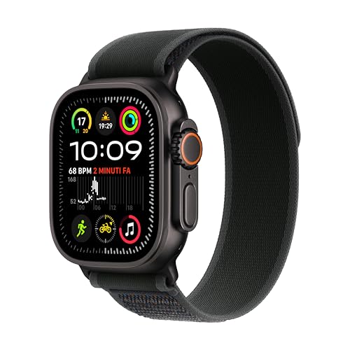 Apple Watch Ultra 2 GPS + Cellular, Cassa 49 mm in titanio nero con Trail Loop nero - M/L