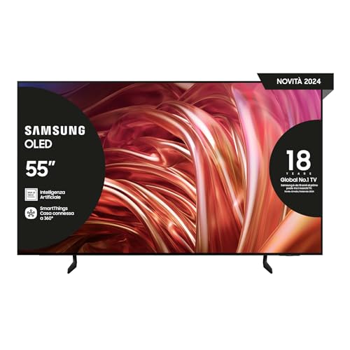Samsung OLED 4K 55 pollici S85D TV QE55S85DAEXZT OLED HDR, Upscaling AI 4K, Processore NQ4 AI Gen2, Design Contour, DVBT-2