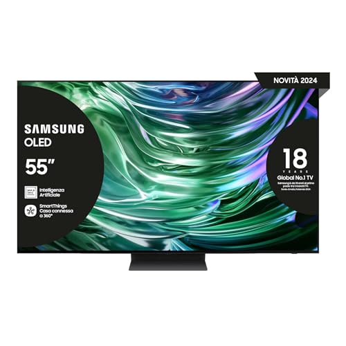 Samsung OLED TV 55" QE55S90DAEXZT, OLED HDR+, Upscaling AI 4K, Processore NQ4 AI GEN2, Motion Xcelerator 144Hz, Design LaserSLim, DVBT-2, Q-Symphony & Dolby Atmos, Black 2024
