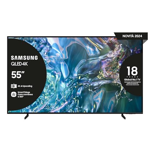Samsung Smart TV 55" QE55Q60DAUXZT QLED 4K, Upscaling 4K, Processore Quantum 4K Lite, AirSlim Design, DVBT-2, Q-Symphony & OTS Lite, Gaming Hub, Titan Gray 2024