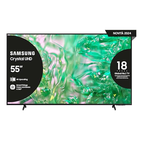 Samsung Smart TV 65" UE65DU8070UXZT, Crystal UHD 4K, 4K Upscaling, Airslim Design, DVBT-2, Q-Symphony & Adaptive Sound, Integrato con Bixby, comp con Alexa e Google Assistant, Black 2024