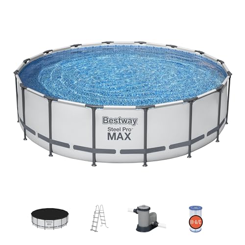 Bestway 5612Z-4 Set Piscina Fuori Terra Steel Pro MAX Rotonda da 488x122 m