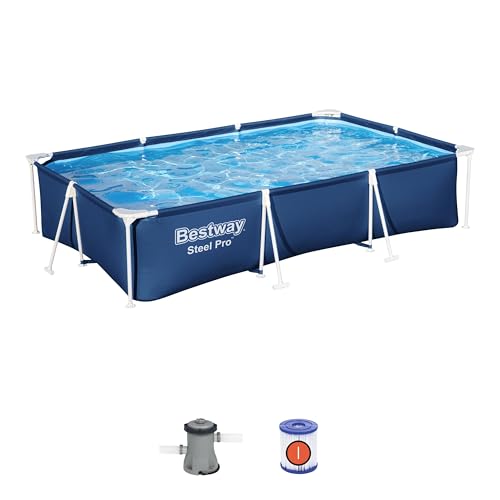 Bestway 56411-5 Set Piscina Fuori Terra Steel Pro Rettangolare da 300x201x66 cm