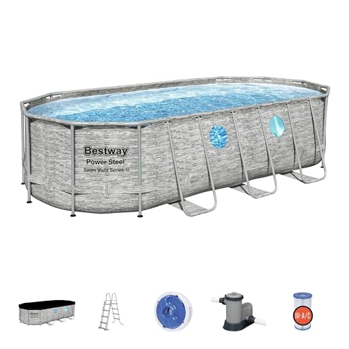 Bestway 56716-4 Set Piscina Fuori Terra Power Steel Swim Vista Series Ovale da 549x274x122 cm