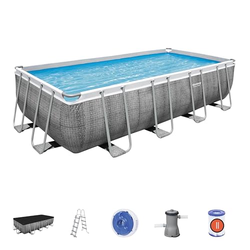 Bestway 56996-3 Set Piscina Fuori Terra Power Steel Rettangolare da 488x244x122 cm