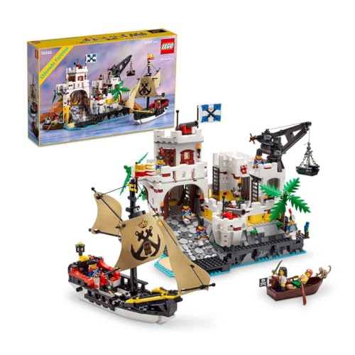 LEGO 10320 Icons Fortezza Eldorado, kit modello per adulti con nave pirata e 8 minifigure