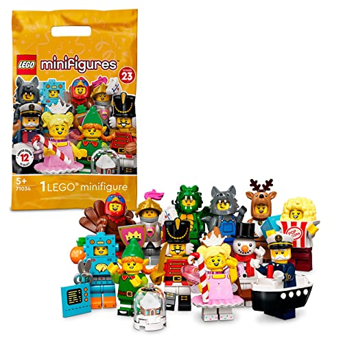 LEGO 71034 Minifigures Serie 23, Set Bustine in Edizione Limitata 2022, Collezione con 1 di 12 Personaggi a Caso con Elfo, Renna e Accessori Originali