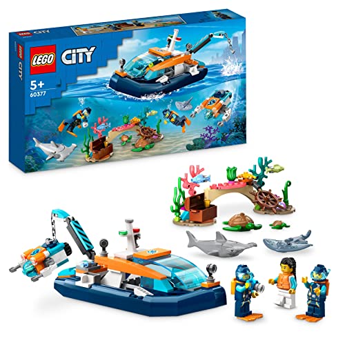 LEGO City Batiscafo Artico, Barca Giocattolo con Mini-Sottomarino e Animali Marini come Squalo, Granchio, Tartaruga e Manta, Set Immersioni nell'Oceano, Giochi per Bambini dai 5 Anni 60377