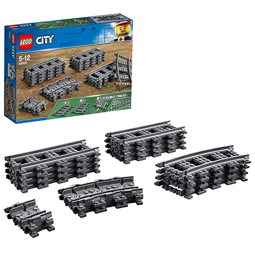 LEGO City Binari, Set con 20 Pezzi Accessori di Rotaie per Ampliare la Ferrovia del Treno Giocattolo, Giochi Creativi per Bambini e Bambine da 5 Anni in su, Idea Regalo di Compleanno 60205