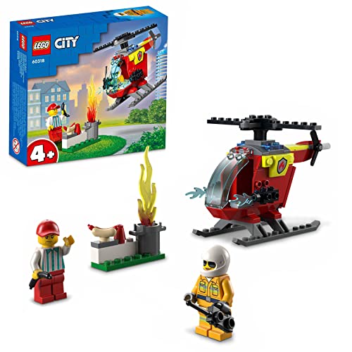 LEGO City Fire Elicottero Antincendio, con 2 Minifigure e Base Starter Brick, Giocattolo per Bambini di 4+ Anni 60318