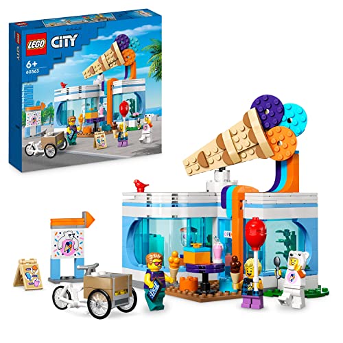 LEGO City Gelateria, Giochi per Bambini e Bambine da 6 anni in su con Edificio da Costruire, Carretto dei Gelati Giocattolo e 3 Minifigure, Idea Regalo di Compleanno 60363