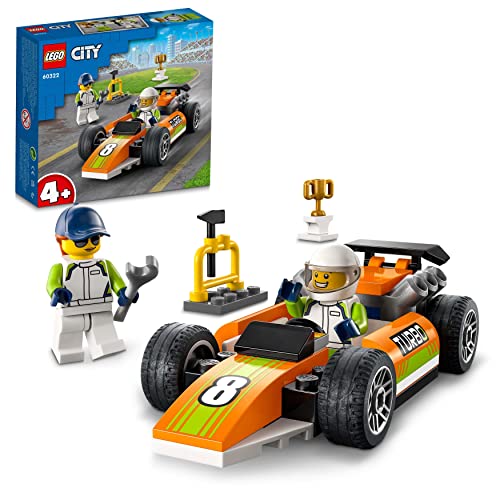 LEGO City Great Vehicles Auto da Corsa, Macchina Giocattolo Stile Formula 1 con 2 Minifigure, Giochi per Bambini e Bambine dai 4 Anni in su 60322