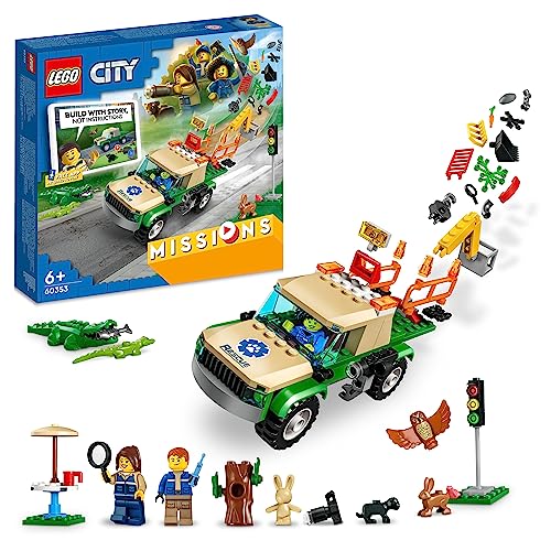 LEGO City Missioni di Salvataggio Animale, Giochi per Bambini e Bambine da 6 Anni in su, Set di Costruzioni con Avventura Digitale Interattiva, Camion Giocattolo con Animali e 3 Minifigure 60353