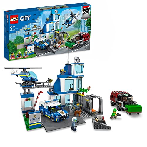 LEGO City Police Stazione di Polizia, Set con Elicottero Giocattolo, Macchina e Camion della Spazzatura, Giochi per Bambini, Bambine, Ragazzi e Ragazze da 6 Anni in su, Idee Regalo di Compleanno 60316