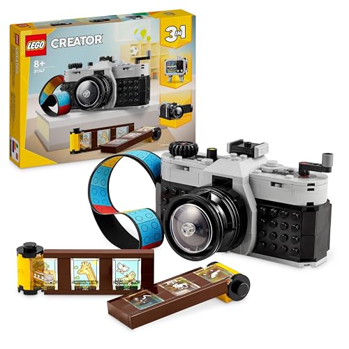 LEGO Creator 3 in 1 Fotocamera Retro, Macchina Fotografica Giocattolo da Costruire Trasformabile in Videocamera o TV Vintage, Giochi per Bambini e Bambine da 8 Anni, Idea Regalo di Compleanno 31147