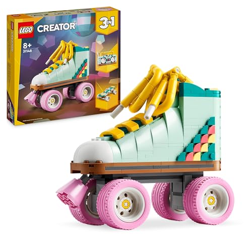 LEGO Creator 3 in 1 Pattino a Rotelle Retrò Trasformabile in Mini Skateboard o Radio Giocattolo Boom Box, Giochi per Bambine, Bambini, Ragazze e Ragazzi da 8 Anni, Idea Regalo di Compleanno 31148