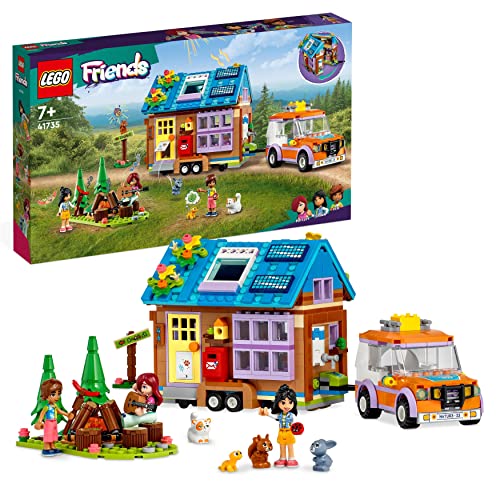 LEGO Friends Casetta Mobile, Playset con Roulotte Apribile e Macchina Giocattolo per Campeggio nella Foresta, Personaggi 2023 di Leo e Liann, Giochi per Bambini e Bambine da 7 Anni, Idee Regalo 41735