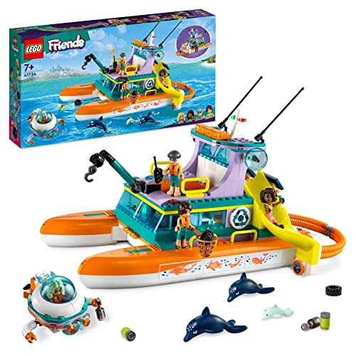 LEGO Friends Catamarano di Salvataggio, Barca Giocattolo con Figure di Animali e Sottomarino, Giochi Creativi per Bambine, Bambini, Ragazze e Ragazzi da 7 Anni, Set Eco-Educativo, Idea Regalo 41734