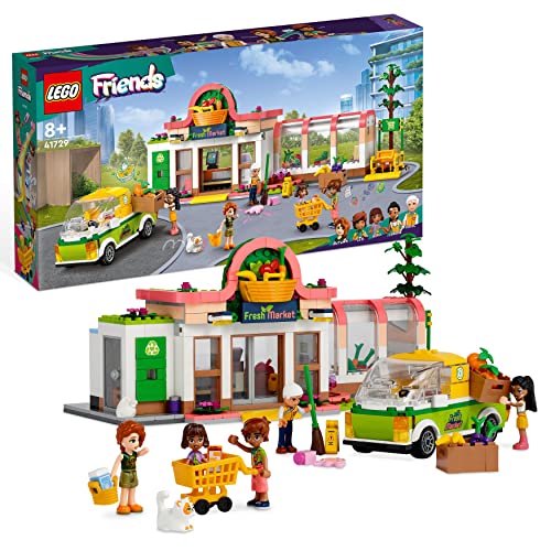 LEGO Friends Negozio di Alimentari Biologici, Supermercato Giocattolo per Bambine e Bambini da 8 Anni, Set con Camion e 4 Mini Bamboline, Personaggi Serie 2023 41729