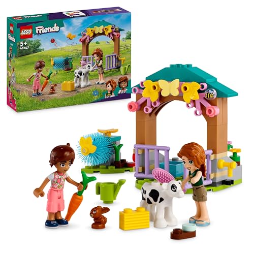 LEGO Friends Stalla del Vitellino di Autumn, Giochi per Bambine e Bambini da 5 Anni in su, Piccolo Set di Animali da Fattoria Giocattolo con Mucca, Coniglietto e 2 Mini Bamboline, Idea Regalo 42607