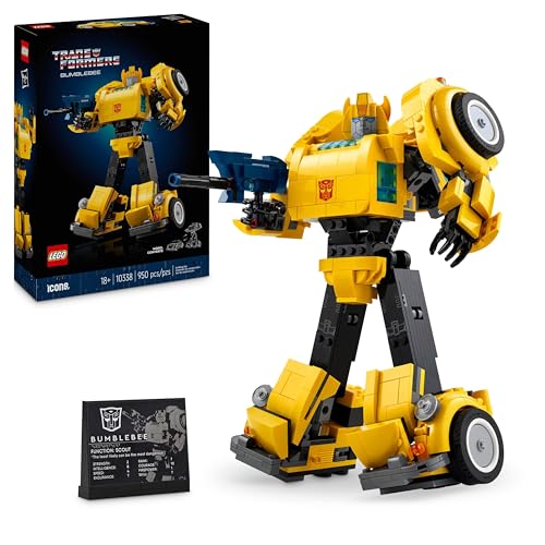LEGO Icons Transformers Bumblebee Action Figure Robot da Collezione, Kit Modellismo da Costruire per Adulti a Tema Cinematografico Convertibile in Modalità Veicolo, Regalo per Uomo o Donna 10338