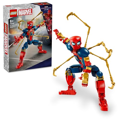 LEGO Marvel Personaggio Costruibile di Iron Spider-Man, Gioco d'Azione per Bambini e Bambine da 8 Anni con Supereroe Snodabile, Action Figure con 4 Braccia Extra, Idea Regalo da Collezione 76298