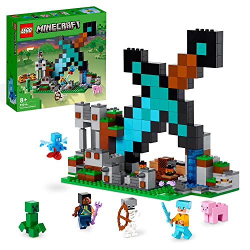 LEGO Minecraft L'Avamposto della Spada Giocattolo da Costruire con Figure di Creeper, Soldato, Guerriero Guardiano e Scheletro, Giochi per Bambini e Bambine da 8 Anni, Idea Regalo di Compleanno 21244