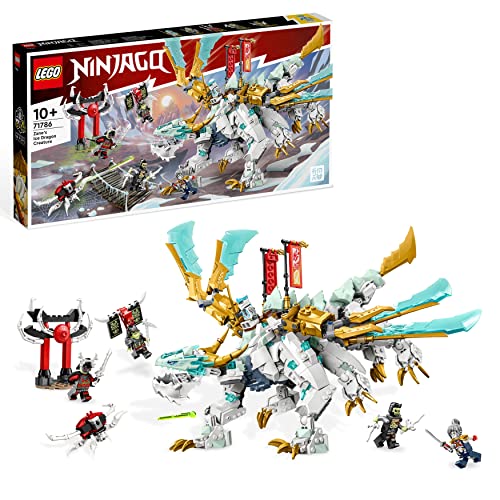 LEGO NINJAGO Drago di Ghiaccio di Zane, Set 2in1 con Drago Giocattolo e Guerriero Action Figure, Costruzione per Bambini, Bambine, Ragazzi e Ragazze con 5 Minifigure, Idea Regalo di Compleanno 71786