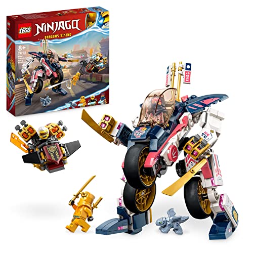 LEGO NINJAGO Moto-Mech Transformer di Sora, Set 2in1 con Action Figure Mech Trasformabile in Moto Giocattolo e 3 Minifigure, Giochi Ninja per Bambini e Bambine 71792