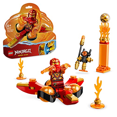 LEGO NINJAGO Salto Mortale Spinjitzu del Drago di Kai, Trottola Giocattolo con Minifigure di Kai da Collezione, Piccola Idea Regalo per Bambini dai 6 Anni in su Fan dei Ninja 71777