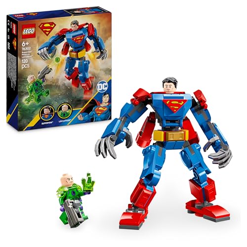 LEGO DC Mech di Superman Contro Lex Luthor - Giocattolo da Costruire di Action Figure Snodabile del Supereroe con 2 Minifigure, Giochi per Bambini e Bambine da 6 Anni in su, Idea Regalo 76302
