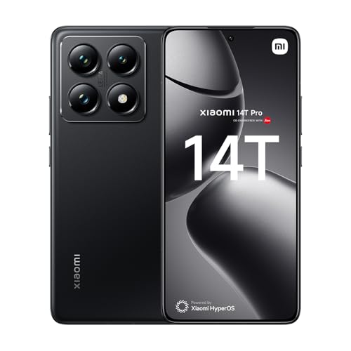 Xiaomi 14T Pro (Smartphone) Display da 6.67'' 144Hz Next-Generation AI, MTK 9300+, Leica Summilux, AISP, Supporta HyperCharge 120W e 50W wireless, 3.4GHz, 12GB+512GB, Titan Black