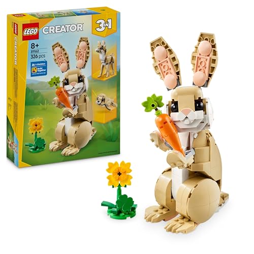 LEGO Creator 3 in 1 Adorabile Coniglio Giocattolo - Si Trasforma in Lama o in Foca - Animali da Costruire per Bambine, Bambini, Ragazze e Ragazzi da 8 Anni - Idea Regalo di Compleanno Creativa - 31162