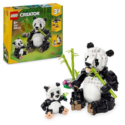 LEGO Creator 3 in 1 Animali Selvatici: Famiglia di Panda Giocattolo - Si Trasforma in Pinguino e Orca - Animali da Costruire per Bambine, Bambini, Ragazze e Ragazzi da 8 Anni - Regalo Creativo - 31165