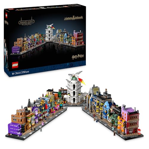 LEGO Harry Potter Negozi di Magia di Diagon Alley, Miniatura da Esposizione e Collezione con 16 Microfigure tra cui Harry, Draco Malfoy, Hermione Granger e Famiglia Weasleys, Regalo Uomo o Donna 76444