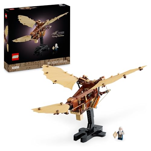 LEGO Icons Macchina Volante di Leonardo da Vinci, Modellino da Costruire per Adulti, Decorazione di Casa con Minifigure, Kit Modellismo da Esposizione e da Collezione, Regalo per Uomo o Donna 10363
