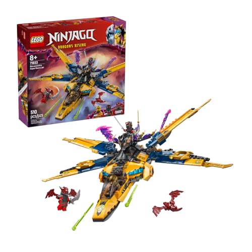 LEGO NINJAGO Jet Super Storm di Ras e Arin - Aereo Giocattolo da Costruire con Drone Staccabile, Capsula di Salvataggio e 3 Minifigure, Giochi per Bambini da 8 Anni da La Rivolta dei Draghi 71833