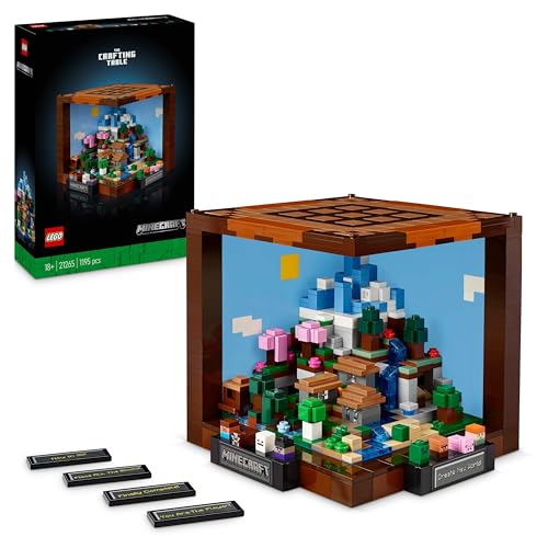 LEGO Minecraft Banco da Lavoro, Set d'Avventura per Festeggiare il 15° Anniversario del Videogioco, Modellino da Costruire con 12 Biomi, 8 Microfigure e Sorprese, Idea Regalo per i Fan Adulti 21265