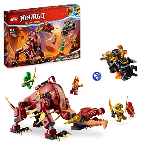 LEGO NINJAGO Dragone di Lava Transformer Heatwave, Serie Dragons Rising con Figura di Drago Giocattolo e Minifigure di Kai e Lloyd, Giochi Ninja per Bambini e Bambine 71793