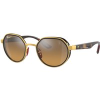 Ray - Ban Unisex RB3703M F076A2 Occhiali da sole Metallo Oro Marrone Geometrica Polarizzata Specchiato
