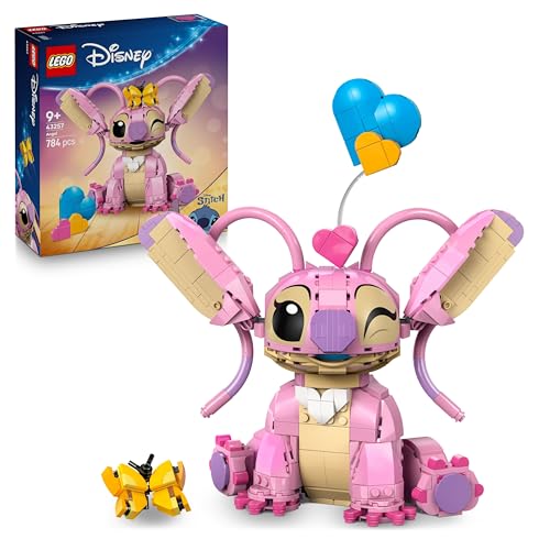 LEGO | Disney Angel - Lilo & Stitch Giocattolo da Costruire - Personaggio in Mattoncini con 3 Palloncini a Cuore e Farfalla - Regalo per Bambine, Bambini da 9 Anni e Adulti Fan della Serie TV - 43257