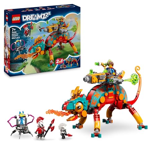 LEGO DREAMZzz 2 in 1 Il Camaleonte di Fuoco di Mateo - Animale Trasformabile in Aereo Giocattolo e Mech o in Guardiano - Costruzioni per Bambini da 7 Anni con 2 Minifigure - Idea Regalo - 71492
