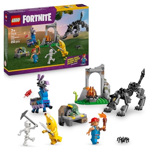 LEGO Fortnite Campo di Bananita e Starter - Gioco con Personaggio del Lupo e del Lama delle Scorte, Falò e 3 Minifigure - Regalo da Gaming per Bambini, Bambine e Fan del Videogioco da 7 Anni - 77075