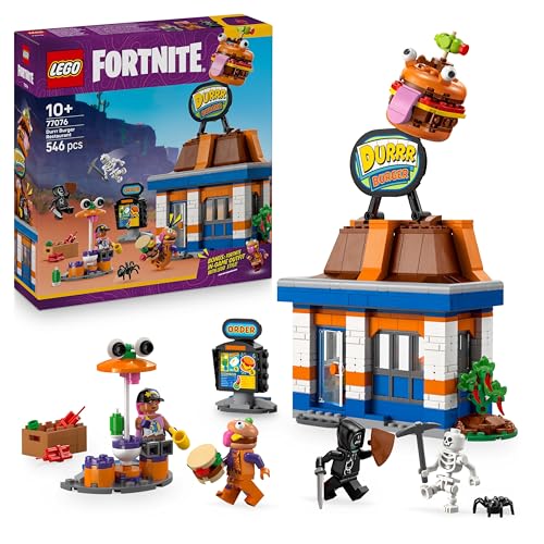 LEGO Fortnite Ristorante di Durrr Burger - Gioco Creativo con le Minifigure di Bombarola da Spiaggia, Manzo-boss e Makaber - Regalo da Gaming e da Collezione per Bambini e Bambine da 10 Anni - 77076