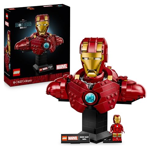 LEGO Marvel Busto di Iron Man MK4 - Set di Costruzioni per Adulti Fai da Te con Minifigure di Tony Stark, Cannoni a Spalla e Testa Rotante - Regalo da Collezione per i Fan degli Avengers - 76327
