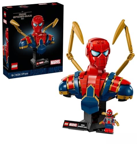 LEGO | Marvel Busto di Iron Spider-Man - Modellino da Esposizione per Adulti con 2 Braccia Mobili, Testa Girevole e Minifigure del Supereroe - Regalo da Collezione per i Fan degli Avengers - 76326