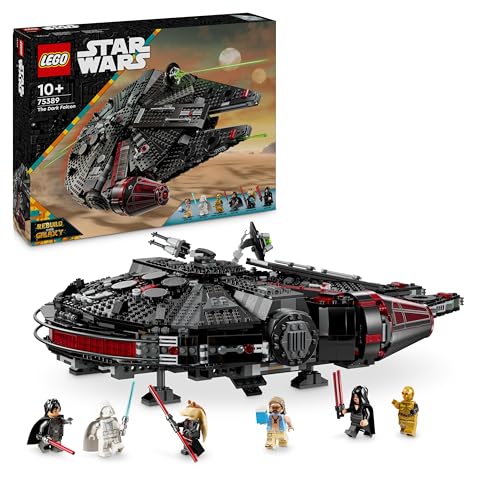 LEGO Star Wars Dark Falcon, Astronave Giocattolo da Costruire, Versione Oscura del Millennium Falcon con 6 Minifigure, Giochi Creativi per Bambini e Bambine da 10 Anni, Idea Regalo di Compleanno 75389