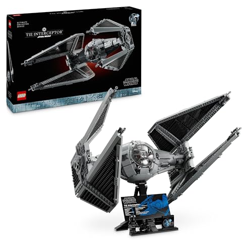 LEGO Star Wars TIE Interceptor, Modellino da Costruire di Starfighter Ultimate Collector Series con Espositore, Minifigure e Mattoncino del 25 Anniversario, Regalo per Adulti, Collezione UCS 75382