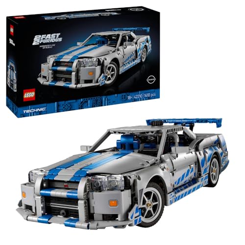 LEGO Technic Auto Nissan Skyline GT-R (R34) 2 Fast 2 Furious - Modellino da Costruire per Adulti con Funzione di Derapata, Sterzo, Sospensioni e un Motore a 6 Cilindri - Regalo da Collezione - 42110